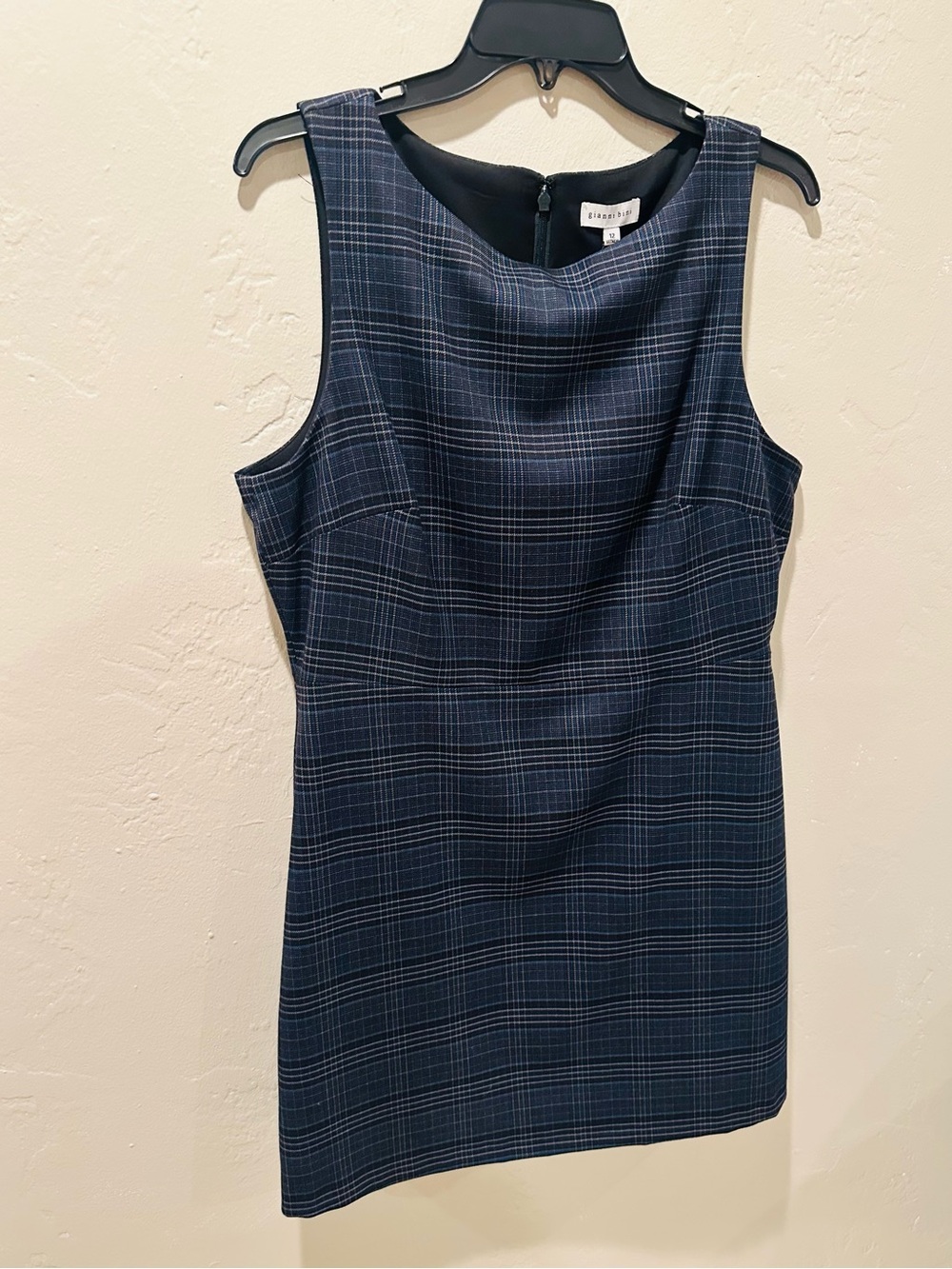 NWT Gianni Bini Charlotte Crepe Plaid Print Boat Neck Sleeveless A-Line Dress 12 - Picture 5 of 11